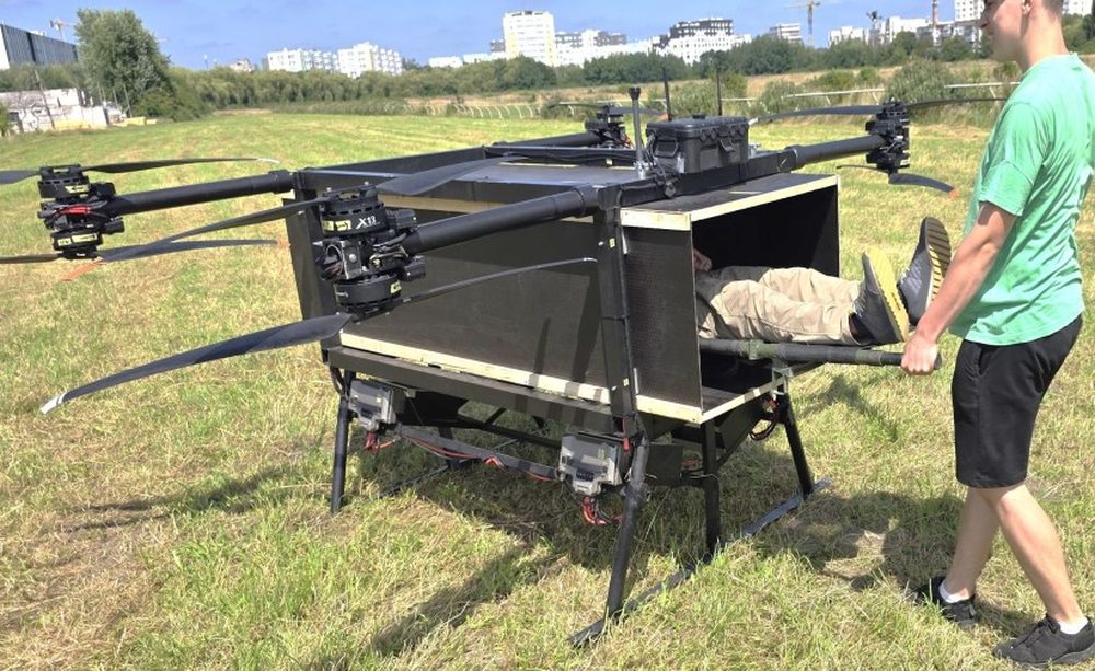 SPASOLIT-Box heavy-lift octocopter loading a casualty in the field