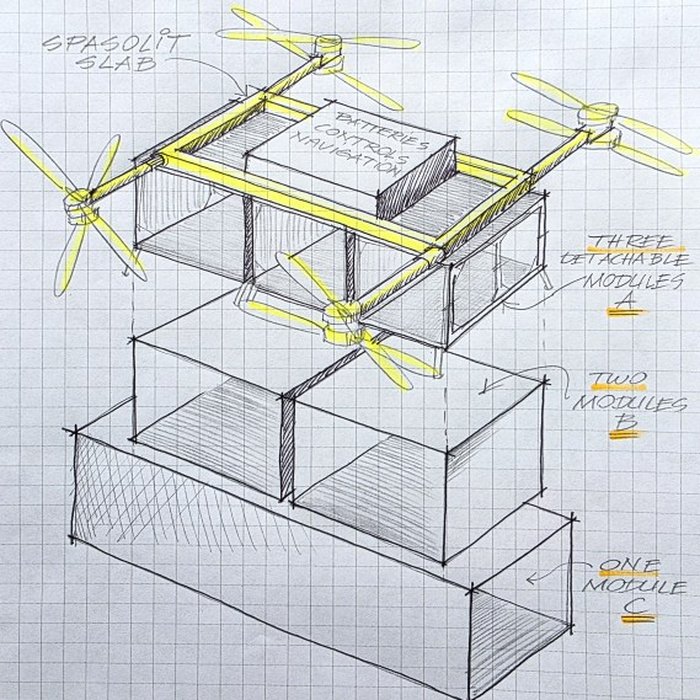 SPASOLIT-Slab design drawing with three detachable modules