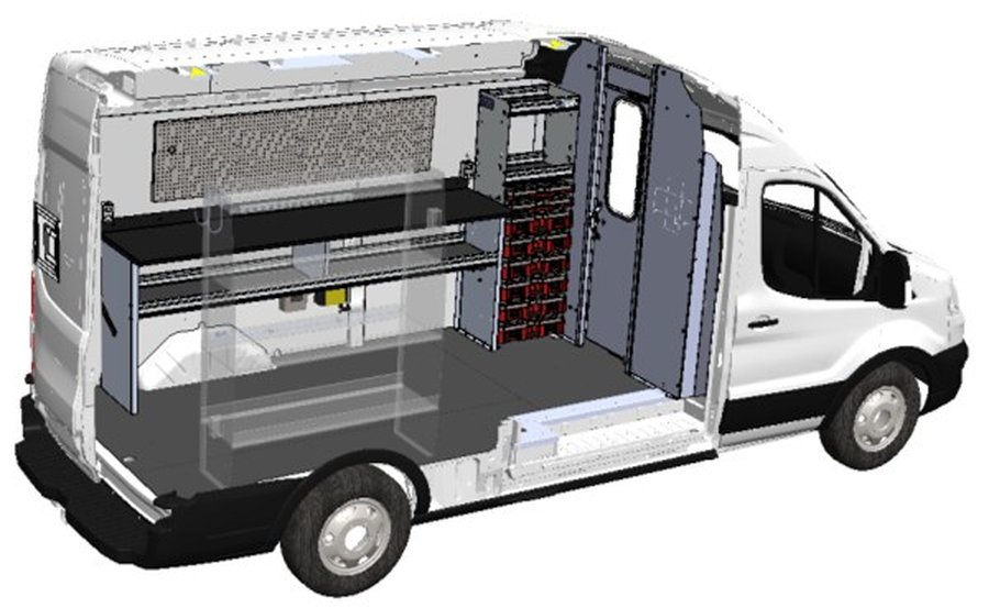 Cutaway render of the SPASOLIT off-road 4x4 van carrying two mini airframes